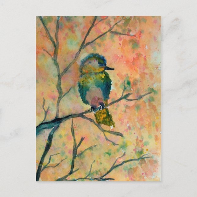 Carte postale de l'aquarelle de l'oiseau (Devant)