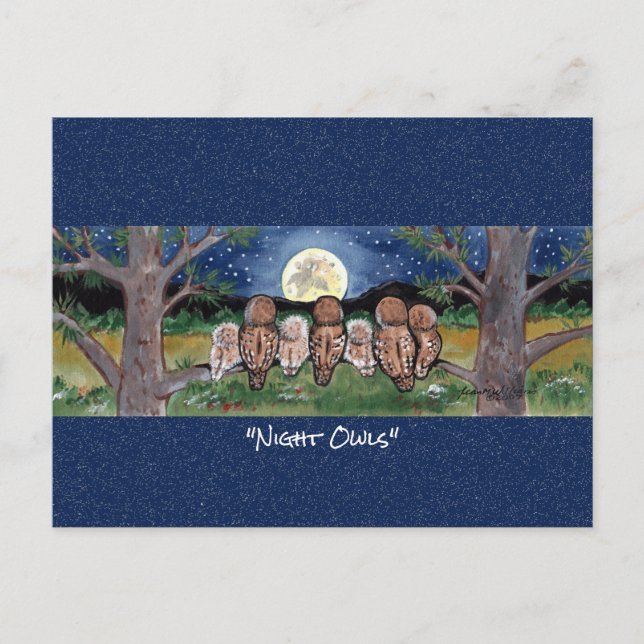 Carte postale de l'aquarelle Whimsical Forest Nigh (Devant)