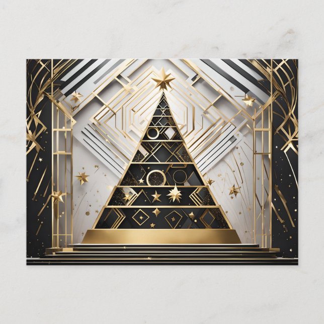 carte postale de l'arbre de Noël art déco (Devant)