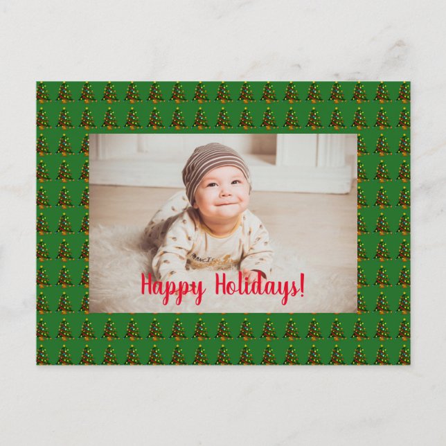 Carte postale de l'arbre de Noël vert personnalisé (Devant)