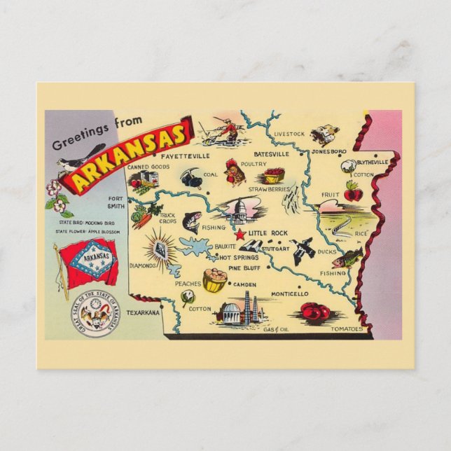 Carte postale de l'Arkansas vintage  (Devant)
