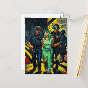 Carte postale de l'arrestation de la statue de la
