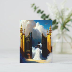 Carte postale de l'art chrétien noir à la porte du