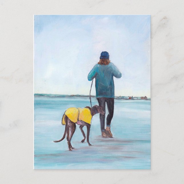 Carte postale de l'art de chien Greyhound Walking  (Devant)