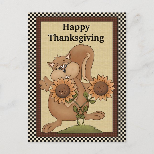 Carte postale de l'écureuil de Thanksgiving (Devant)