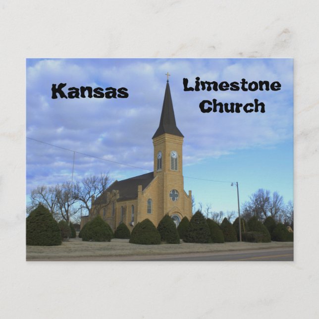 Carte postale de l'église Kansas Limestone (Devant)
