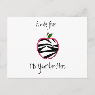 Carte postale de l'enseignant - Zebra Print Apple