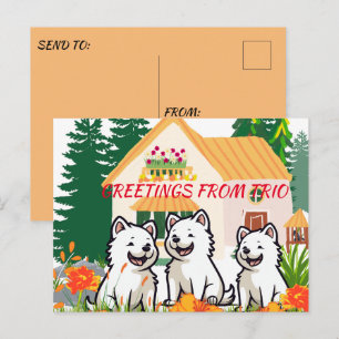 Carte postale de l'entraîneur de chien Happy Puppi
