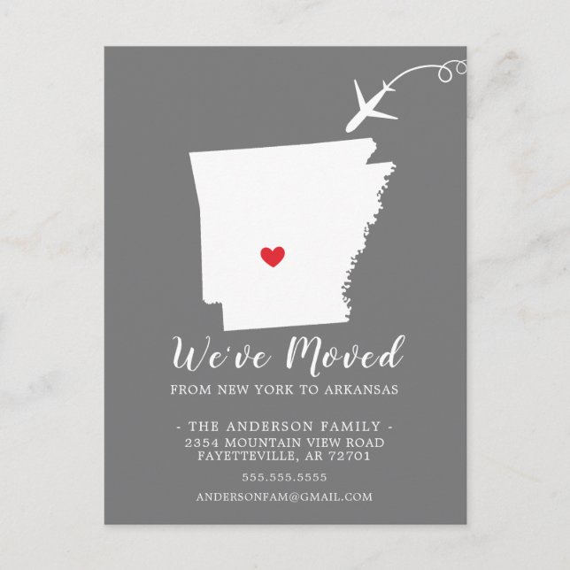 Carte postale de l'État de déménagement ARKANSAS (Devant)