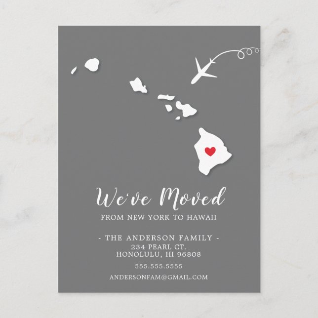 Carte postale de l'État de déménagement HAWAII (Devant)