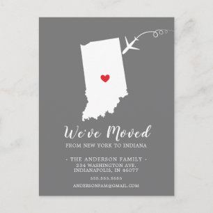 Carte postale de l'État de déménagement INDIANA