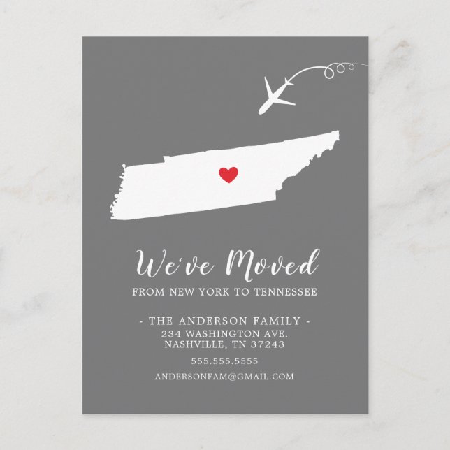 Carte postale de l'État de déménagement TENNESSEE (Devant)