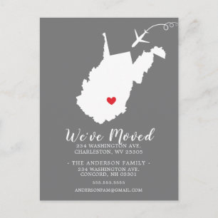 Carte postale de l'État de déménagement WEST VIRGI