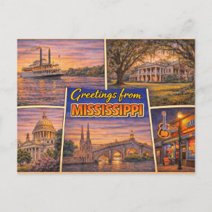 Carte postale de l'État du Mississippi