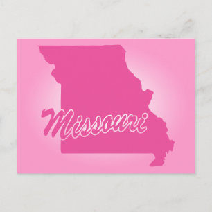 Carte postale de l'État du Missouri rose