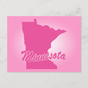 Carte postale de l'État rose du Minnesota