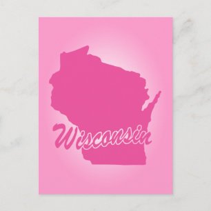 Carte postale de l'État rose Wisconsin