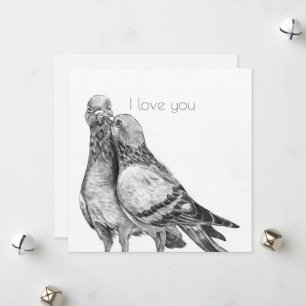 Carte postale de l'étreinte de pigeons