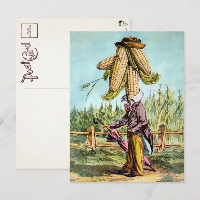 Carte postale de l'homme de maïs victorien  (Devant / Derrière)