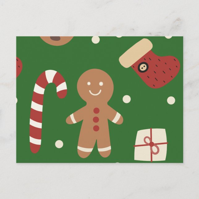 Carte postale de l'homme en pain d'épice de Noël (Devant)