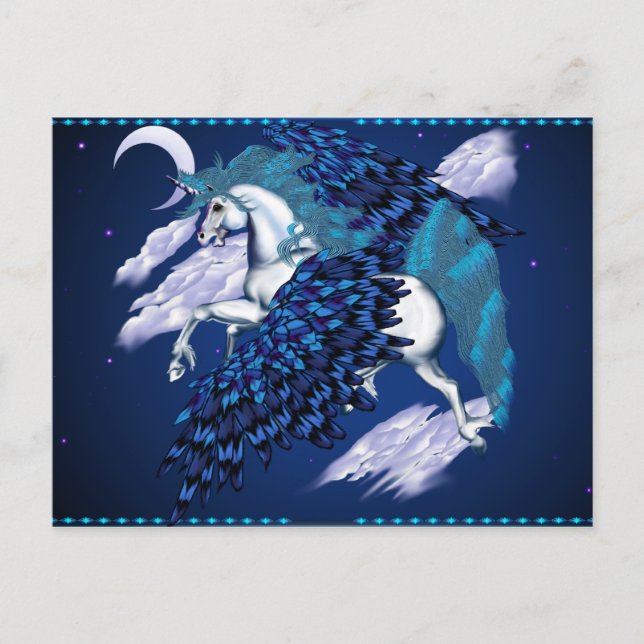 Carte postale de licorne ailée (Devant)