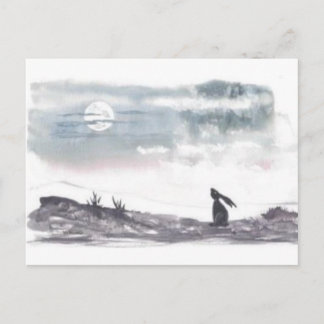 Carte postale de lièvre de la lune
