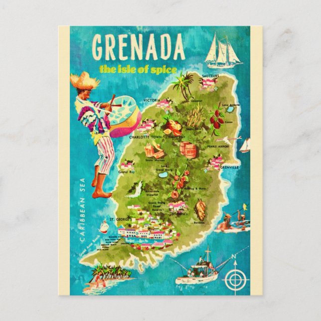Carte postale de l'île de Grenade (Devant)