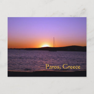 Carte postale de l'île de Paros, Grèce, voile au c