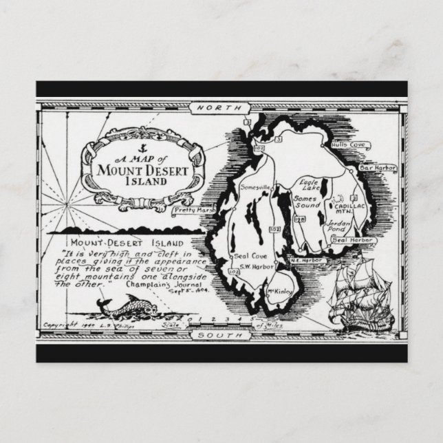 Carte postale de l'île du Mont Désert (Devant)