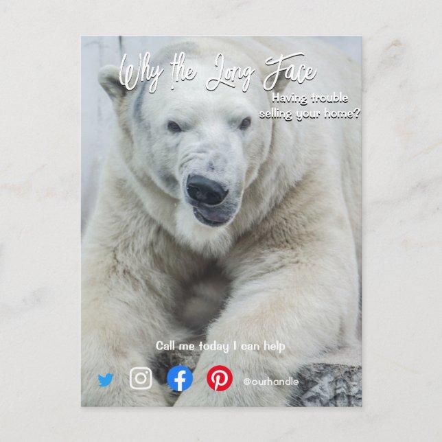 carte postale de l'immobilier long visage blanc ou (Devant)