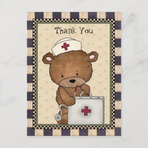 Carte postale de l'infirmière de l'ours Merci