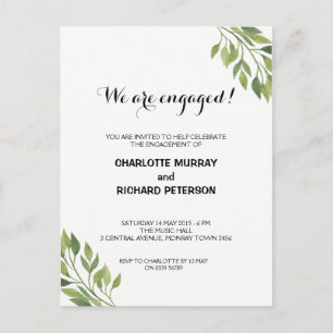 Carte postale de l'invitation de la fête de fiança
