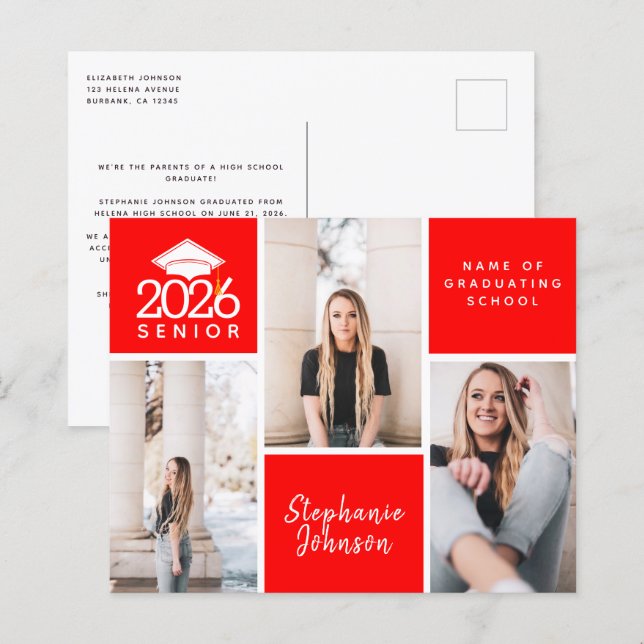 Carte postale de l'obtention du diplôme supérieur (Devant / Derrière)