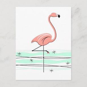 Carte postale de l'océan aux flamants roses