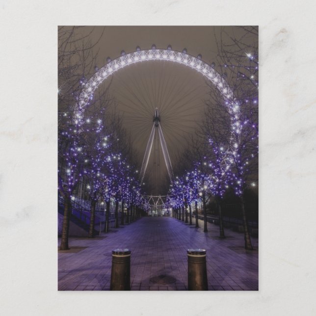 Carte postale de Londres oeil par nuit (Devant)