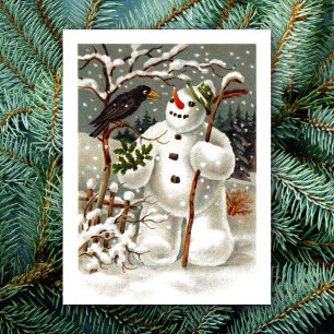 Carte postale de M. Bonhomme de neige et M. Corbea
