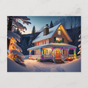 Carte postale de maison de Noël magnifiquement déc