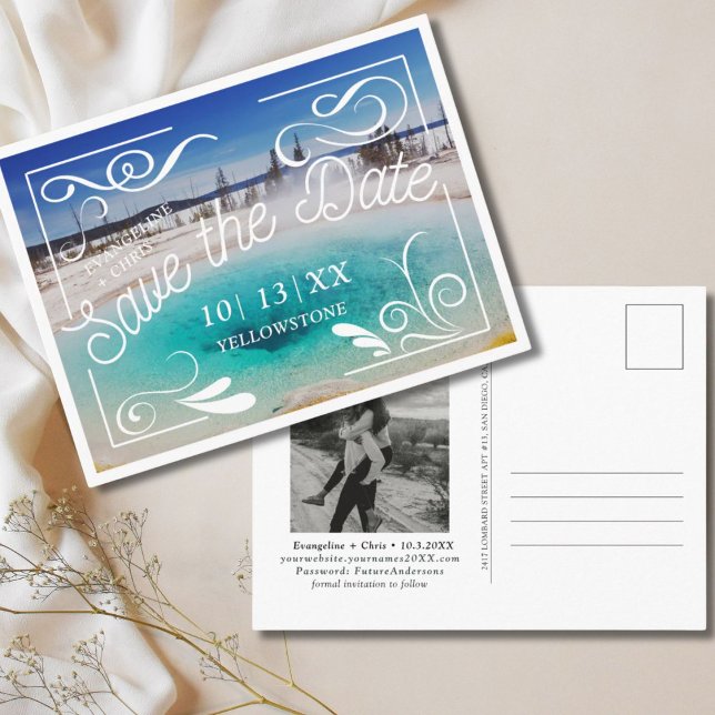 Carte postale de mariage à Yellowstone pour annonc (Yellowstone Wedding Save the Date Postcard)