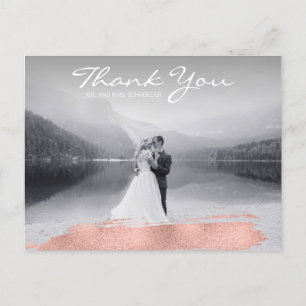Carte postale de Mariage de Brush or Rose moderne 
