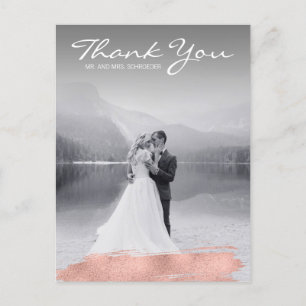 Carte postale de Mariage de Brush or Rose moderne 