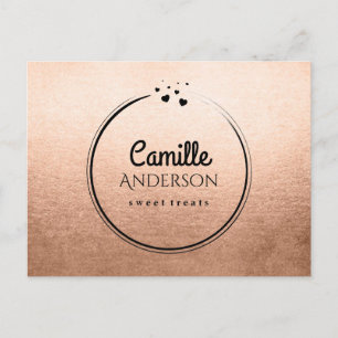 Carte postale de marque moderne en or Rose