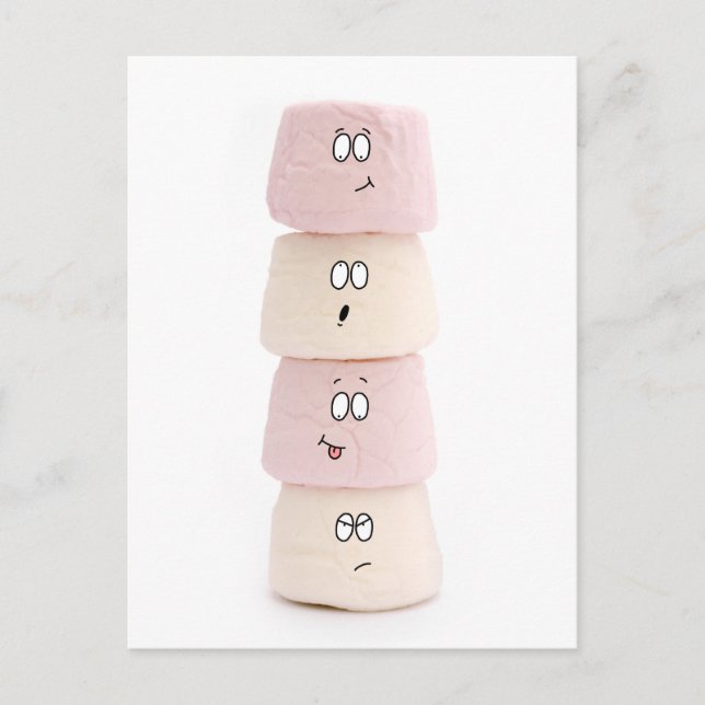 carte postale de marshmallow rose et blanc (Devant)