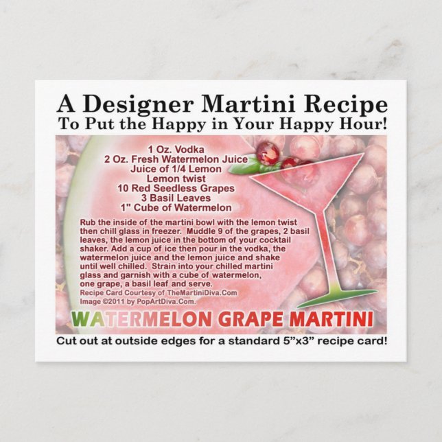 Carte postale de martini au raisin de pastèque (Devant)