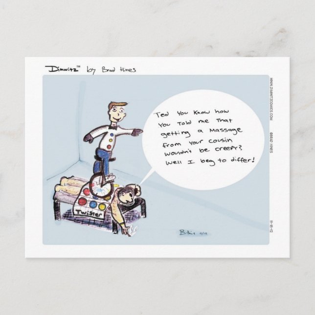 Carte postale de massage à monocycle Dimwitz, par  (Devant)