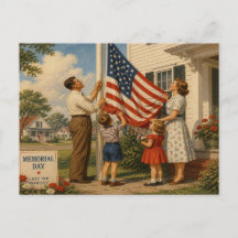 Carte postale de Memorial Day de style rétro améri