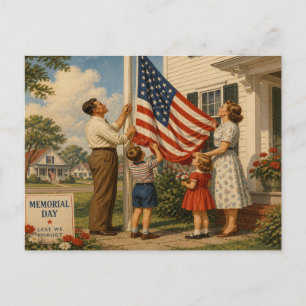 Carte postale de Memorial Day de style rétro améri