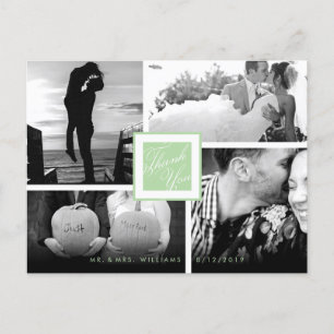 Carte postale de Merci blanc de Mint Mariage 4 Pho