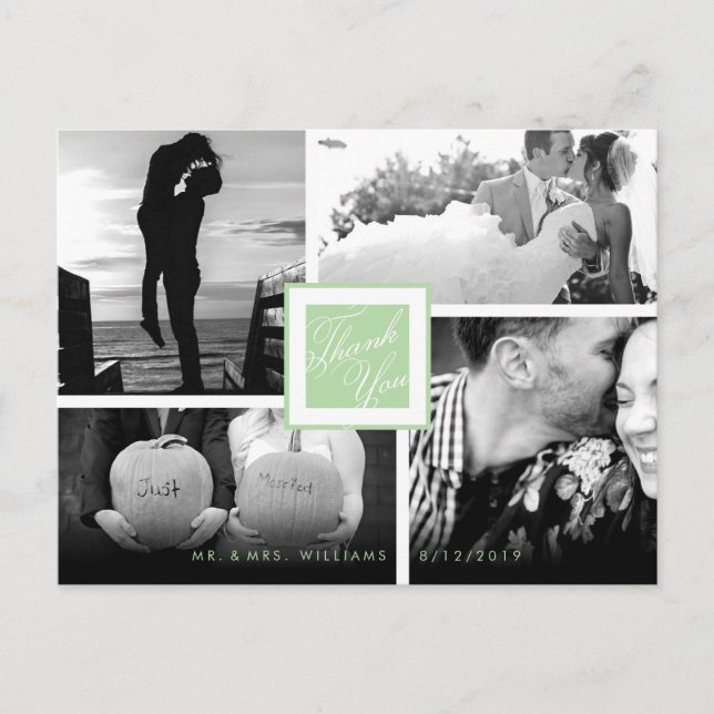 Carte postale de Merci blanc de Mint Mariage 4 Pho (Devant)