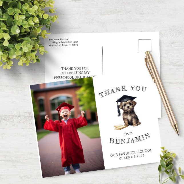 Carte postale de Merci de chiot de l'école materne (Créateur téléchargé)