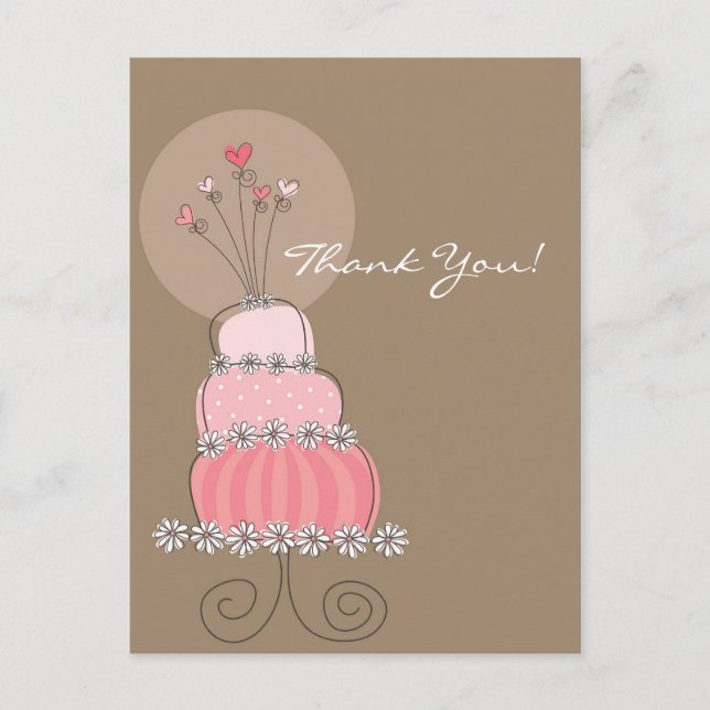 Carte postale de Merci de gâteau rose doux (Devant)